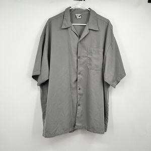 VTG Mens Saga Gray Check Button Up SS Shirt USA Grunge Rock 3X XXL